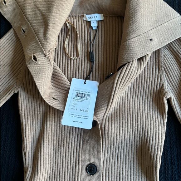 Reiss Tan Ribbed Cardigan - Picture 9 of 11